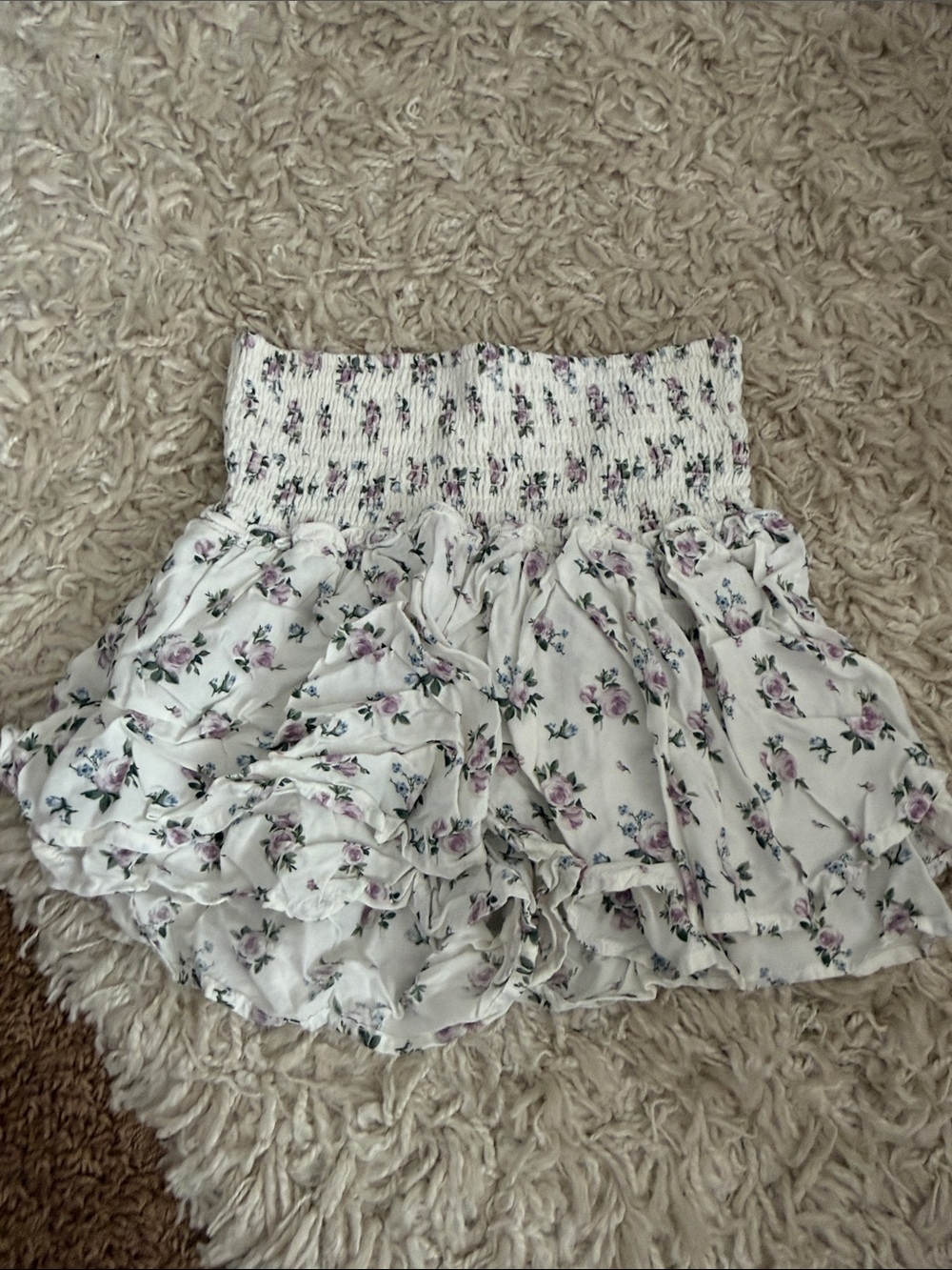 Hollister White Mini Skirt with Lavender Floral Print